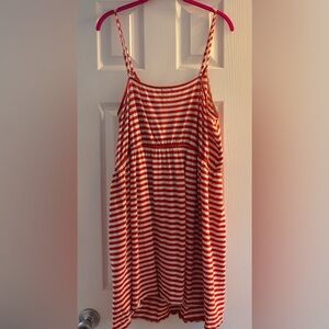 J. Crew Orange and White Striped mini dress adjustable straps XL